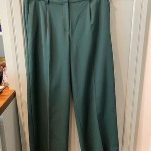 $268 Eileen Fisher Petite Wide Leg Trousers Pants Tencel Stretch Pine Sz 12P EUC